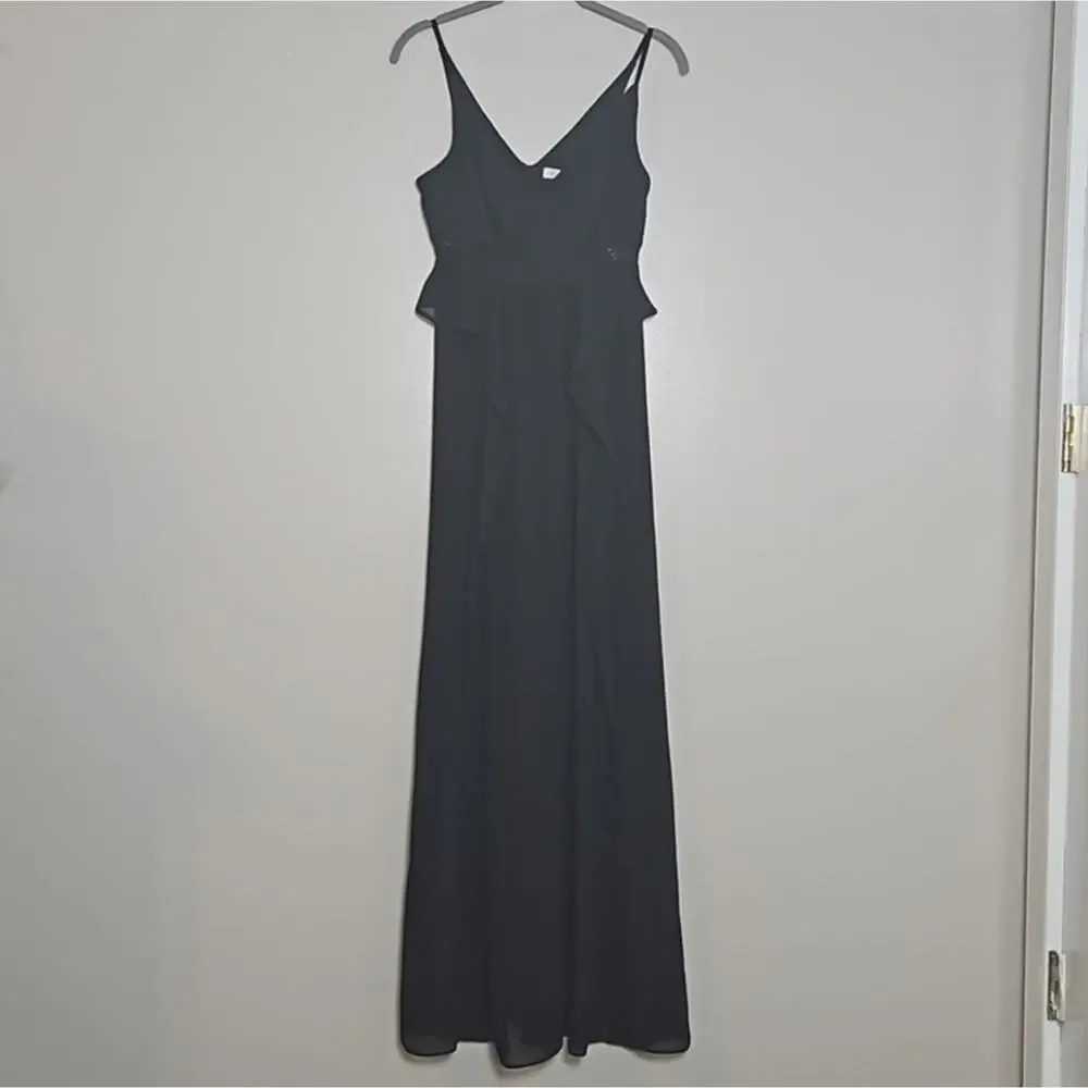 BCBGMAXAZRIA Black Full Length Strappy Gown Sz 0 - Picture 2 of 6
